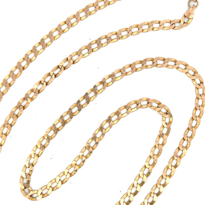 9ct yellow gold curb chain weighing 11.5g, unbranded jewelry chain with a classic curb link design.