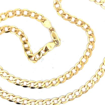 9ct yellow gold curb chain weighing 14.7g, unbranded jewelry chain with a classic link design, shown in the image.