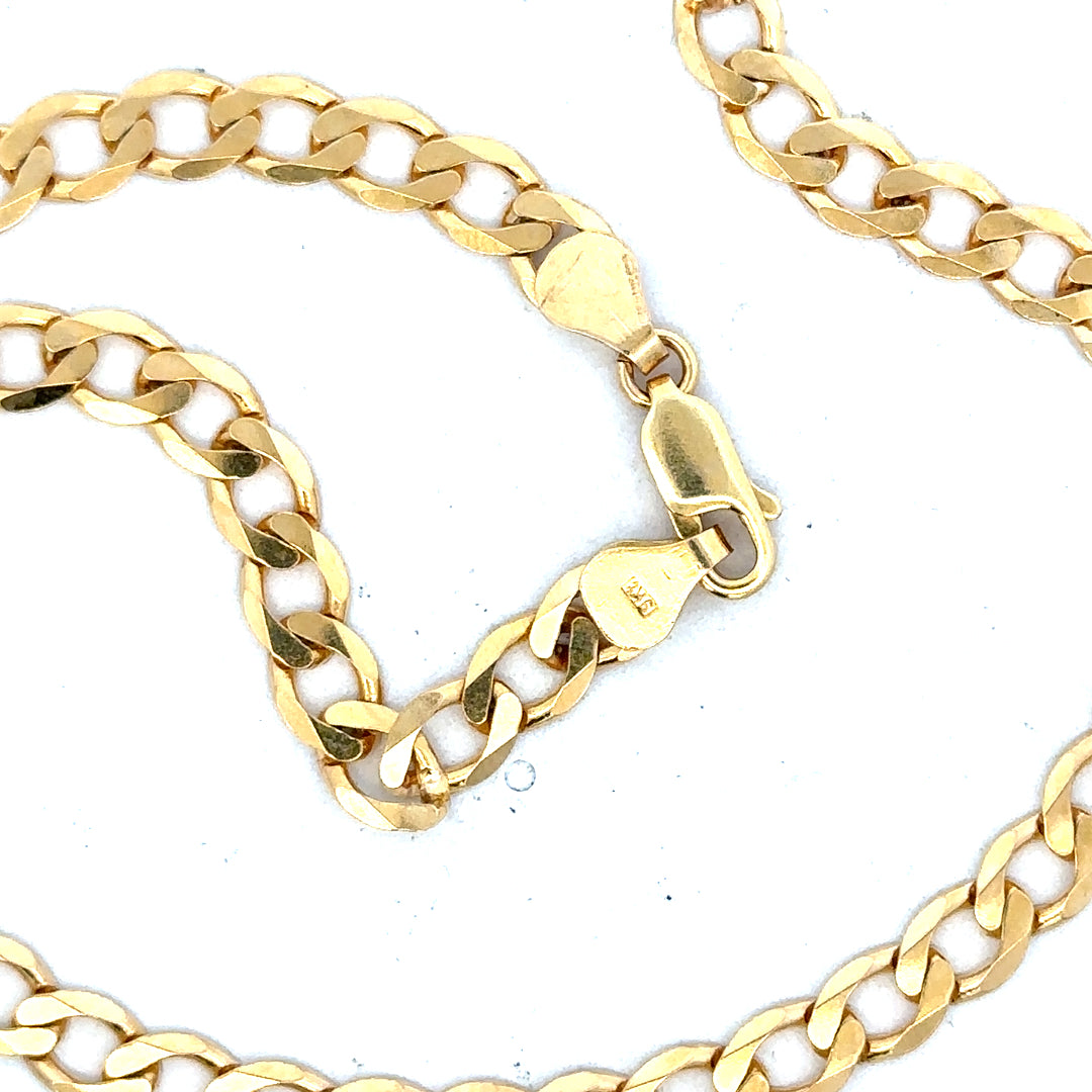 9ct yellow gold curb chain weighing 14.7g, unbranded, with a classic link design, shown in the image.