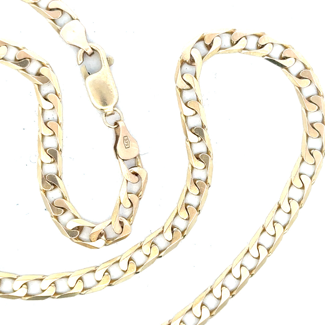 9ct yellow gold curb chain weighing 15.9g, unbranded jewelry chain with a classic curb link design.