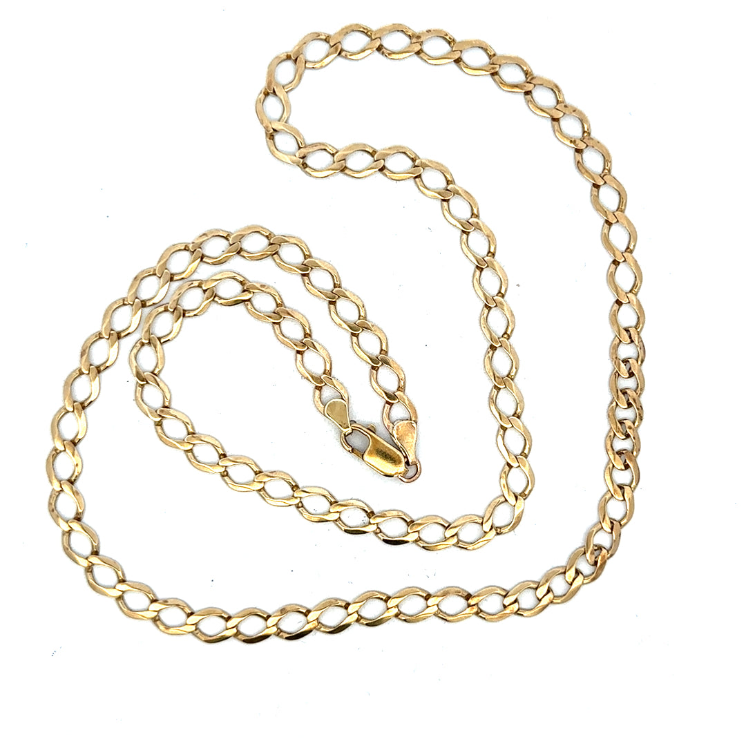 9ct yellow gold curb chain weighing 16.3g, unbranded jewelry chain with a classic design visible in the image.