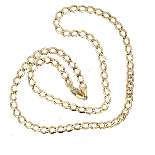 9ct yellow gold curb chain weighing 16.3g, unbranded jewelry chain with a classic design visible in the image.