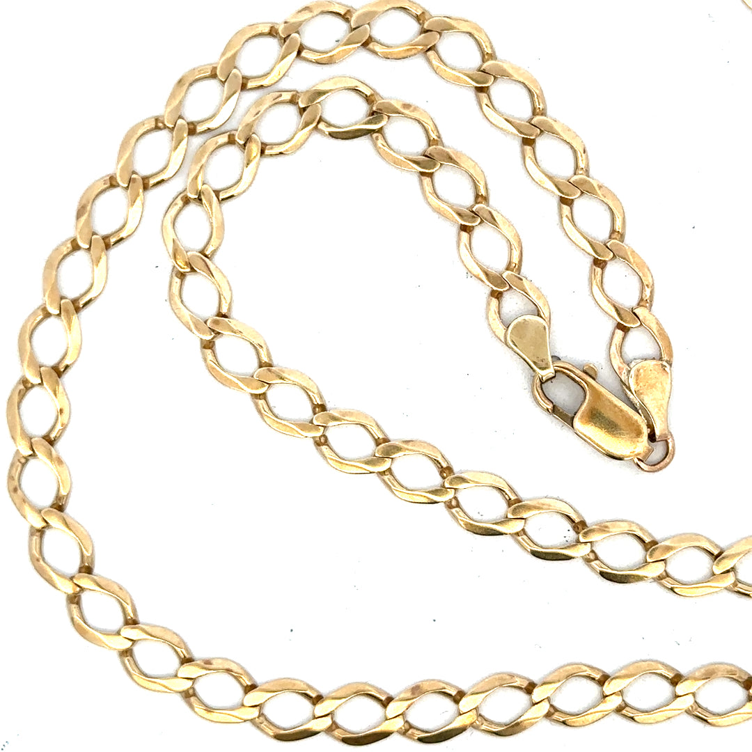 9ct yellow gold curb chain weighing 16.3g, unbranded jewelry chain with a classic link design, shown in the product image.