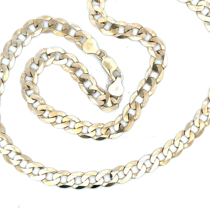 9ct yellow gold curb chain, 25.8g, unbranded jewelry chain with classic link design, shown in the product image.
