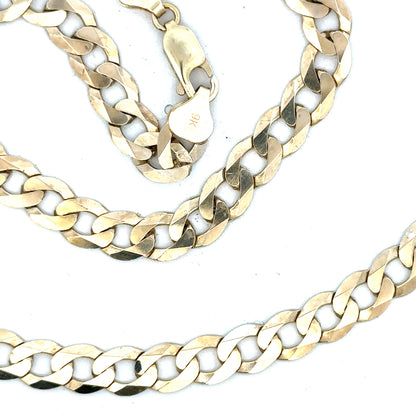 9ct yellow gold curb chain, unbranded, weighing 25.8g, featuring classic linked design, shown in this detailed product image.