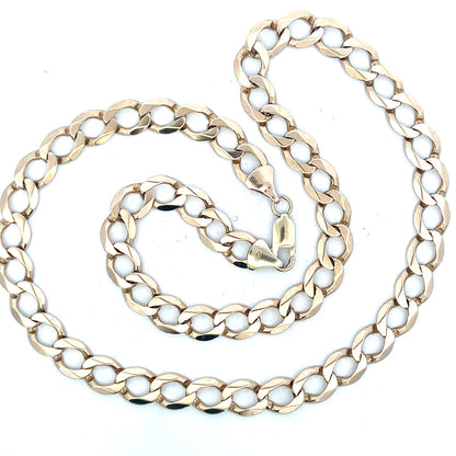 9ct yellow gold curb chain, unbranded, with a weight of 53.9g, featuring classic link design and polished finish.