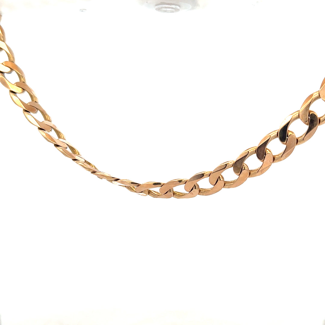 9ct yellow gold curb chain, unbranded, weight 61.2g, featuring classic interlinked design with a polished finish