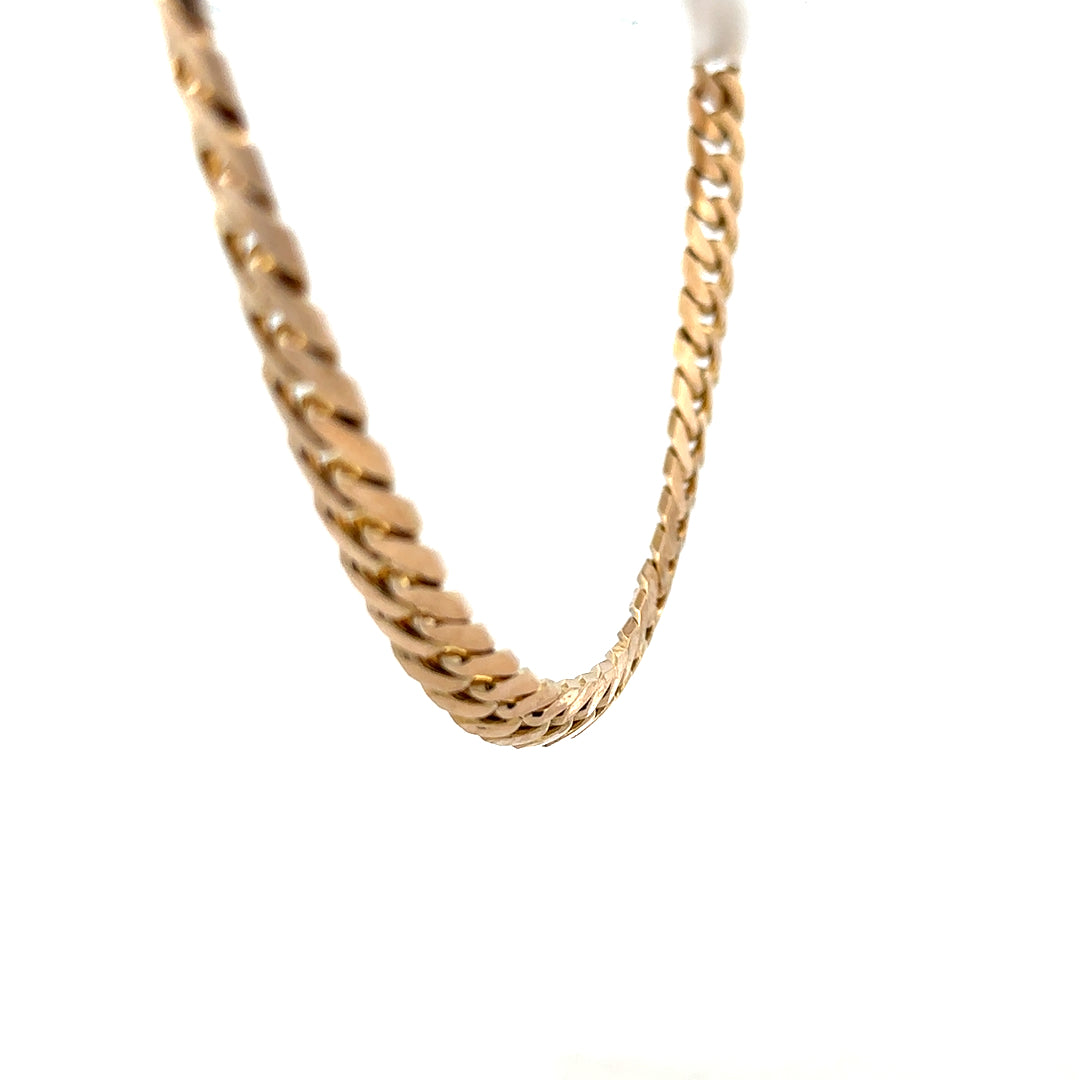 9ct yellow gold curb chain weighing 61.4g, featuring classic interlinked design, unbranded jewelry chain for men or women