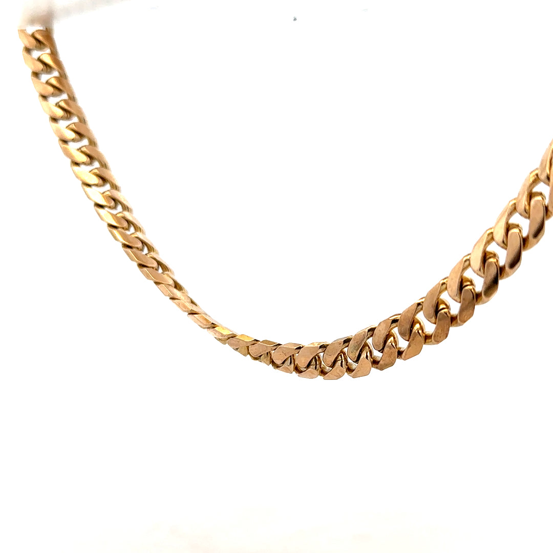 9ct yellow gold curb chain weighing 61.4g, showcasing a classic link design and polished finish, unbranded jewelry chain.