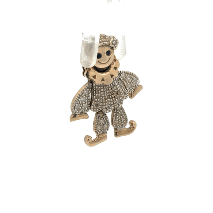9ct yellow gold diamond clown pendant featuring sparkling diamonds and a playful design, weighs 5.2g, unbranded jewelry accessory.