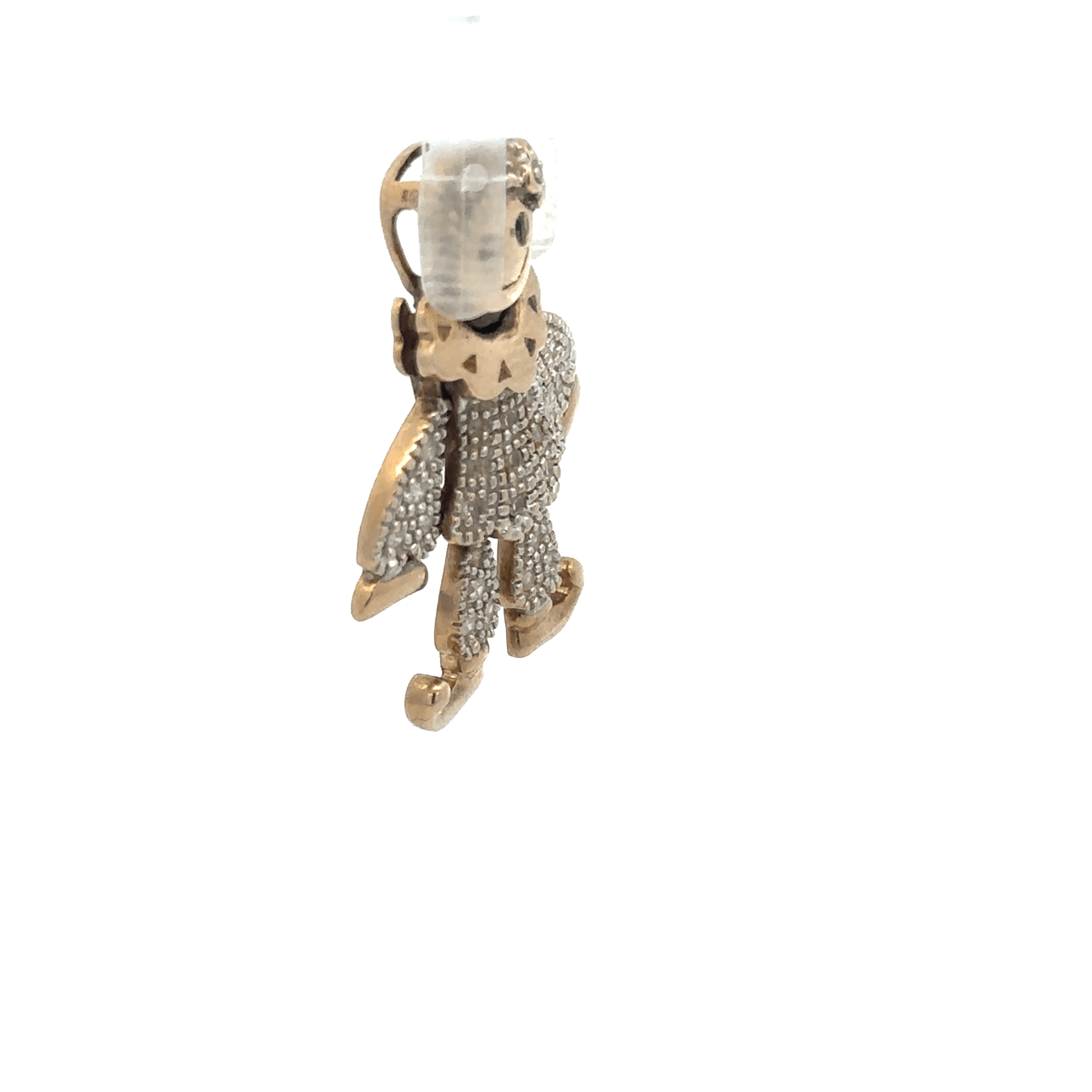 9ct yellow gold diamond clown pendant, unbranded jewelry piece with intricate design, weighs 5.2 grams, suitable for necklaces.
