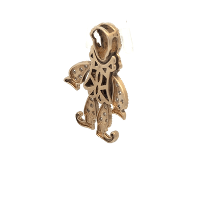 9ct yellow gold diamond clown pendant, unbranded, featuring sparkling diamonds and detailed clown design, weighing 5.2g.