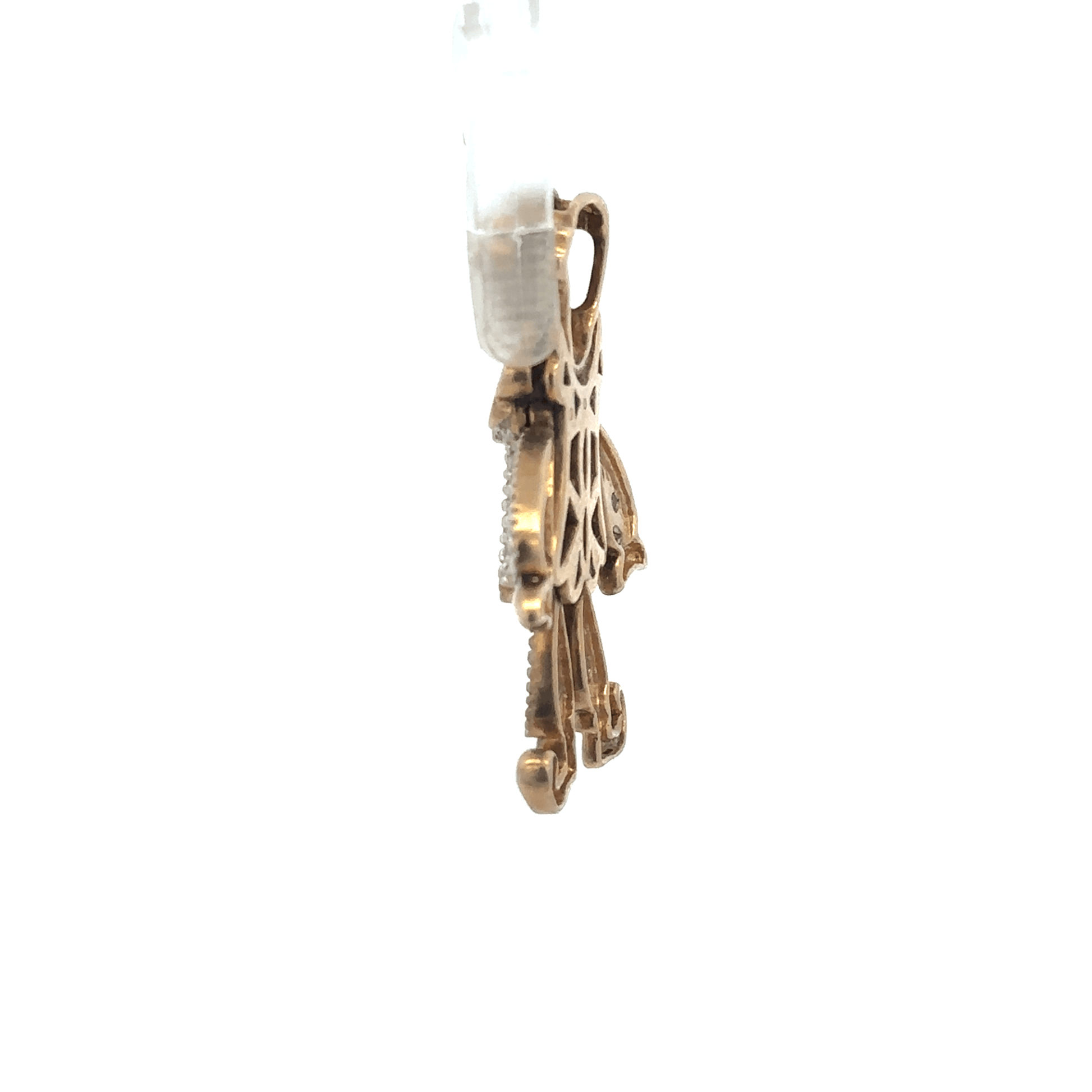 9ct yellow gold diamond clown pendant with detailed design, weighs 5.2g, crafted in unbranded style.