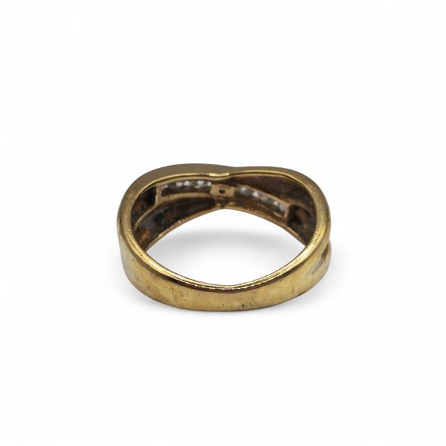 9ct yellow gold diamond crossover ring with sparkling diamonds and elegant design, unbranded jewelry, perfect for special occasions.