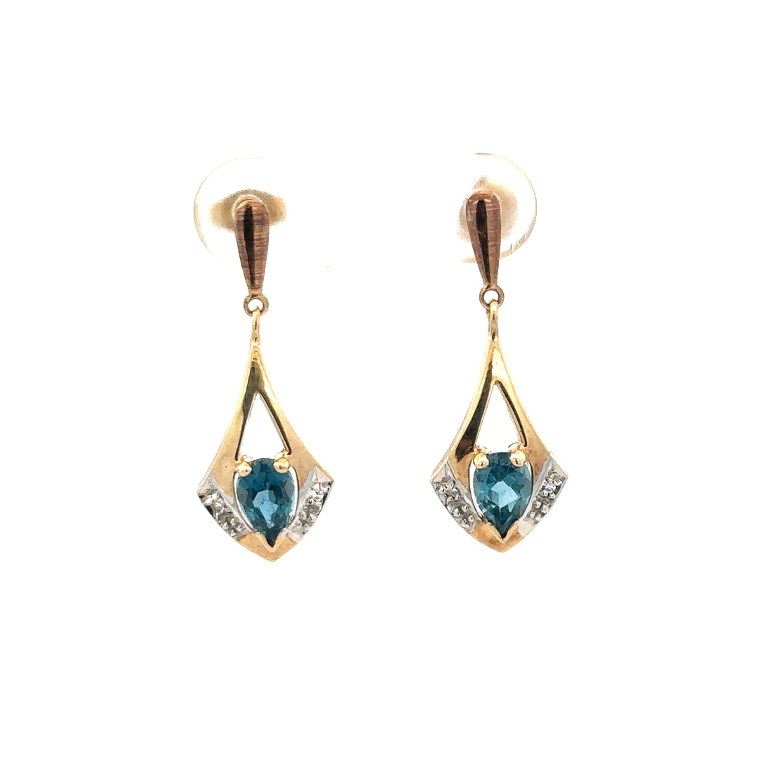 9ct yellow gold diamond earrings with sparkling stones, lightweight 1.6g, featuring elegant design and classic style.