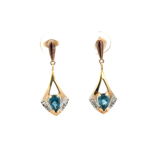 9ct yellow gold diamond earrings with sparkling stones, lightweight 1.6g, featuring elegant design and classic style.