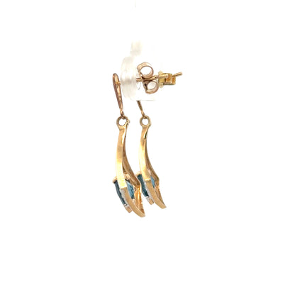 9ct yellow gold diamond earrings with a sleek design, weighing 1.6g, showcasing sparkling diamonds on elegant gold settings.