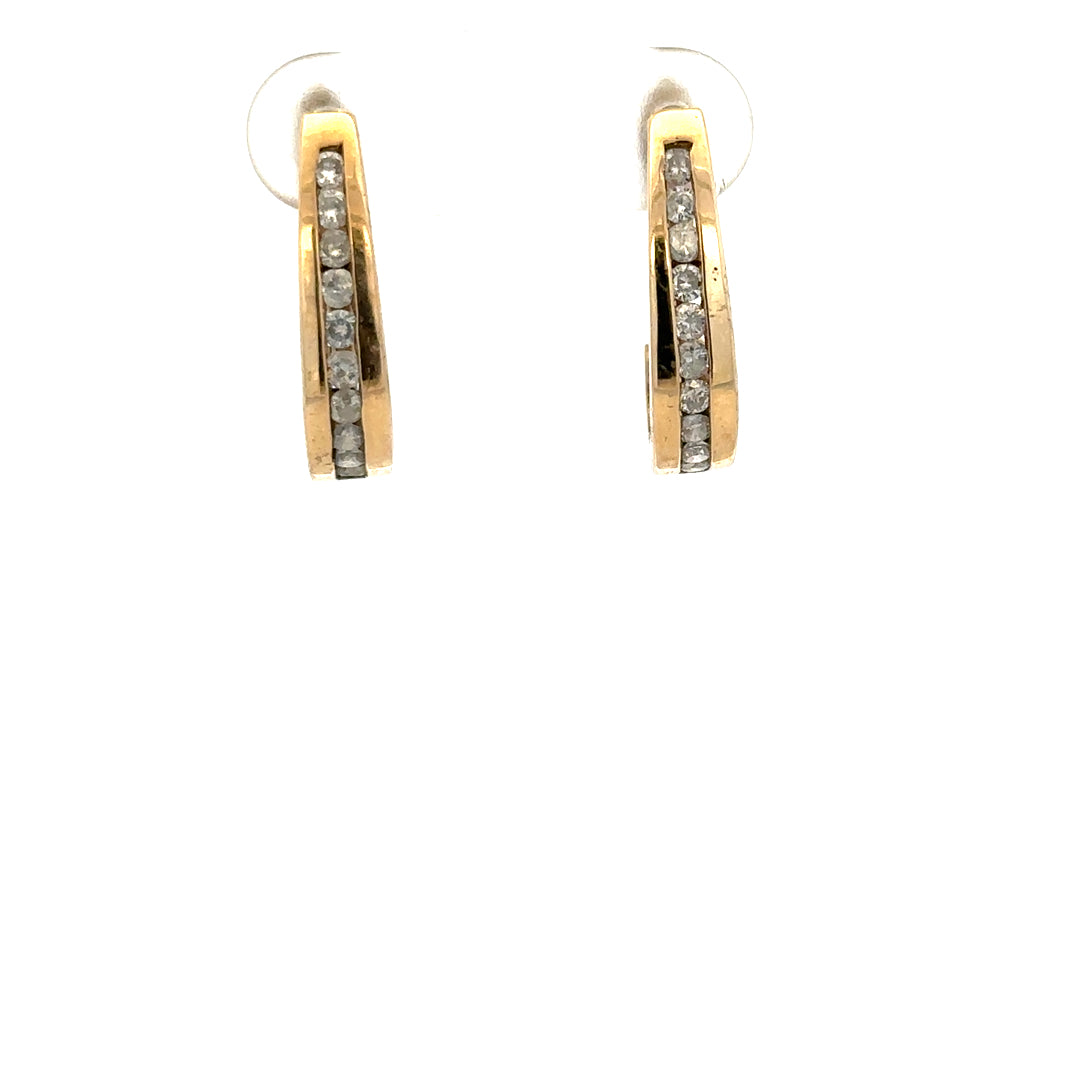 9ct yellow gold diamond earrings with a classic design, featuring sparkling diamonds set in elegant gold, weighing 3.1 grams.