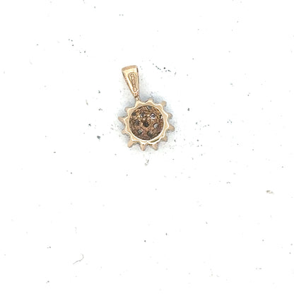 9ct yellow gold diamond pendant with a delicate design, weighing 0.6 grams, featuring sparkling diamonds for elegant jewelry.