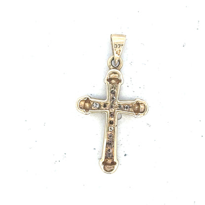 9ct yellow gold diamond pendant showcasing a sparkling diamond, weighing 1.7g, with a simple elegant design.