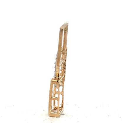9ct yellow gold diamond pendant, unbranded, featuring sparkling diamonds and delicate design, weighs 1.8 grams.