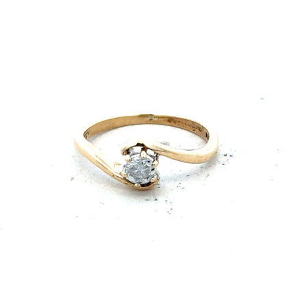 9ct yellow gold diamond ring in size I 1/2, unbranded, showcasing a sparkling diamond setting and elegant design.