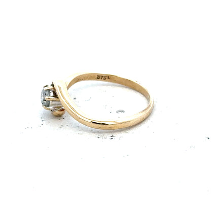 9ct yellow gold diamond ring, size I 1/2, unbranded jewelry, showcasing a delicate gold band with a sparkling diamond accent.