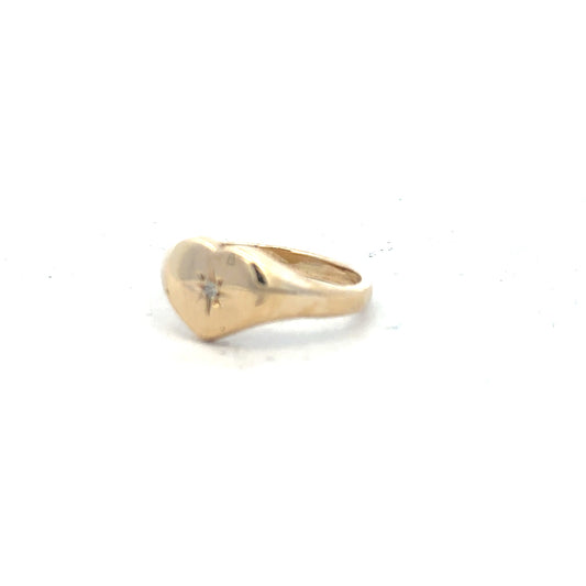 9ct yellow gold diamond ring in size J with a sparkling diamond, unbranded jewelry, elegant and classic design.