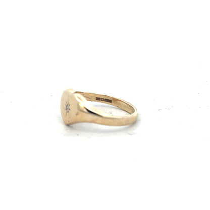 9ct yellow gold diamond ring in size J, featuring a sparkling diamond setting, unbranded jewelry accessory.