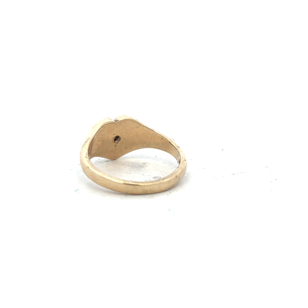 9ct yellow gold diamond ring in size J featuring a sparkling diamond set in an elegant band.