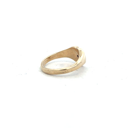 9ct yellow gold diamond ring in size J with sparkling diamonds, unbranded jewelry piece with elegant design.