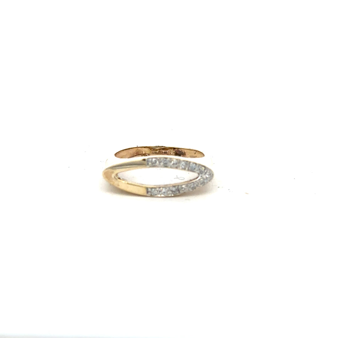 9ct yellow gold diamond ring in size J, unbranded, featuring a central diamond setting and a sleek polished band.