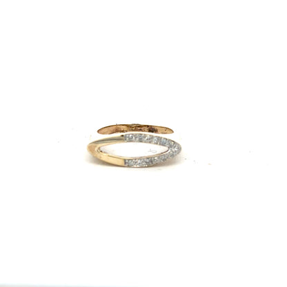 9ct yellow gold diamond ring in size J, unbranded, featuring a central diamond setting and a sleek polished band.