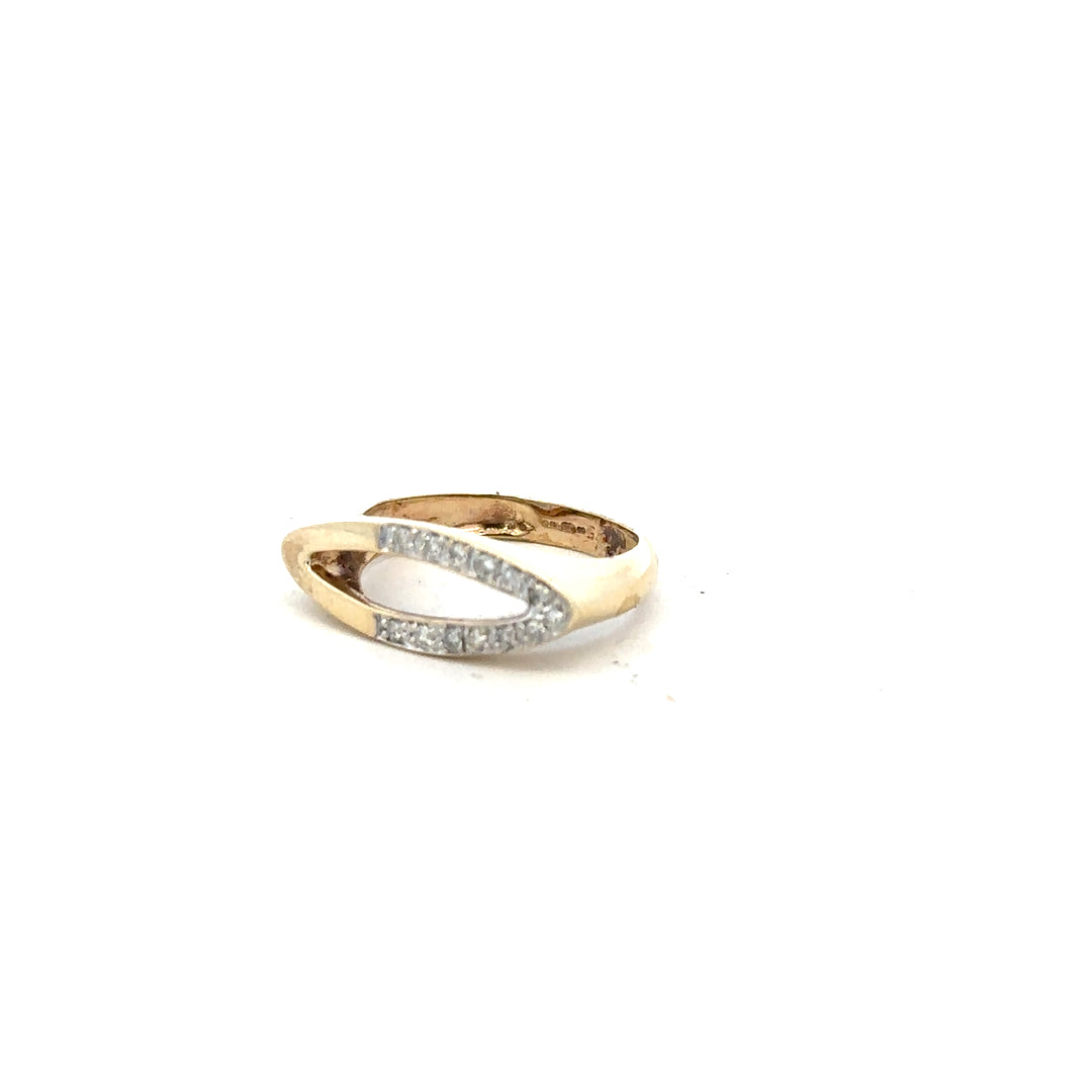 9ct yellow gold diamond ring in size J, featuring a sparkling central diamond and a sleek, polished band.