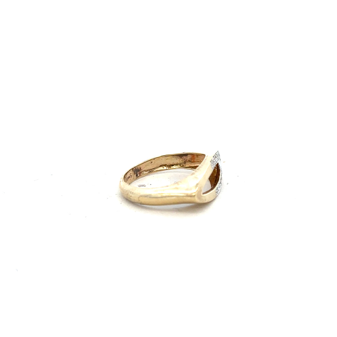 9ct yellow gold diamond ring in size J with sparkling diamonds, unbranded jewelry for elegant style.