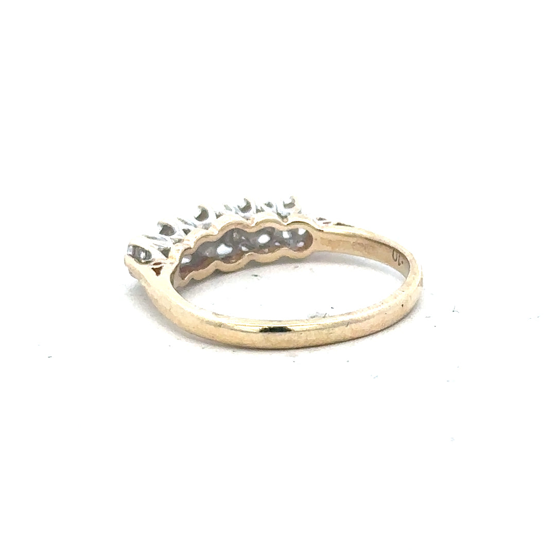 9ct yellow gold diamond ring in size J with sparkling diamonds, unbranded jewelry accessory.