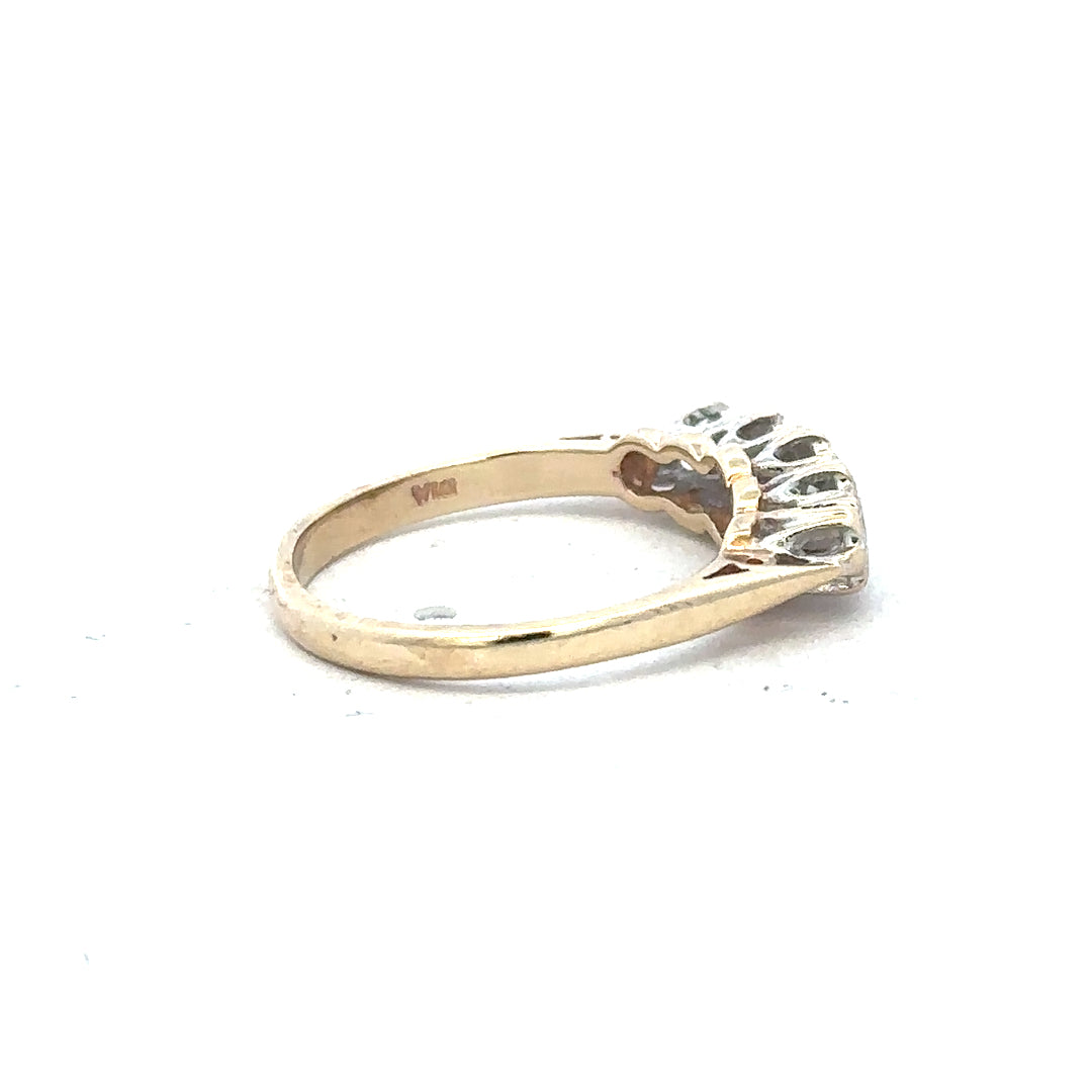 9ct yellow gold diamond ring in size J with sparkling diamonds, unbranded, showcasing the elegant design and gold finish.