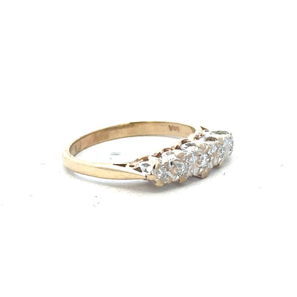 9ct yellow gold diamond ring size J with sparkling diamonds, elegant jewelry piece featuring a classic design and unbranded craftsmanship.