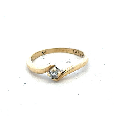 9ct yellow gold diamond ring in size K 1/2, unbranded, featuring a sparkling diamond setting and a total weight of 2.3 grams.