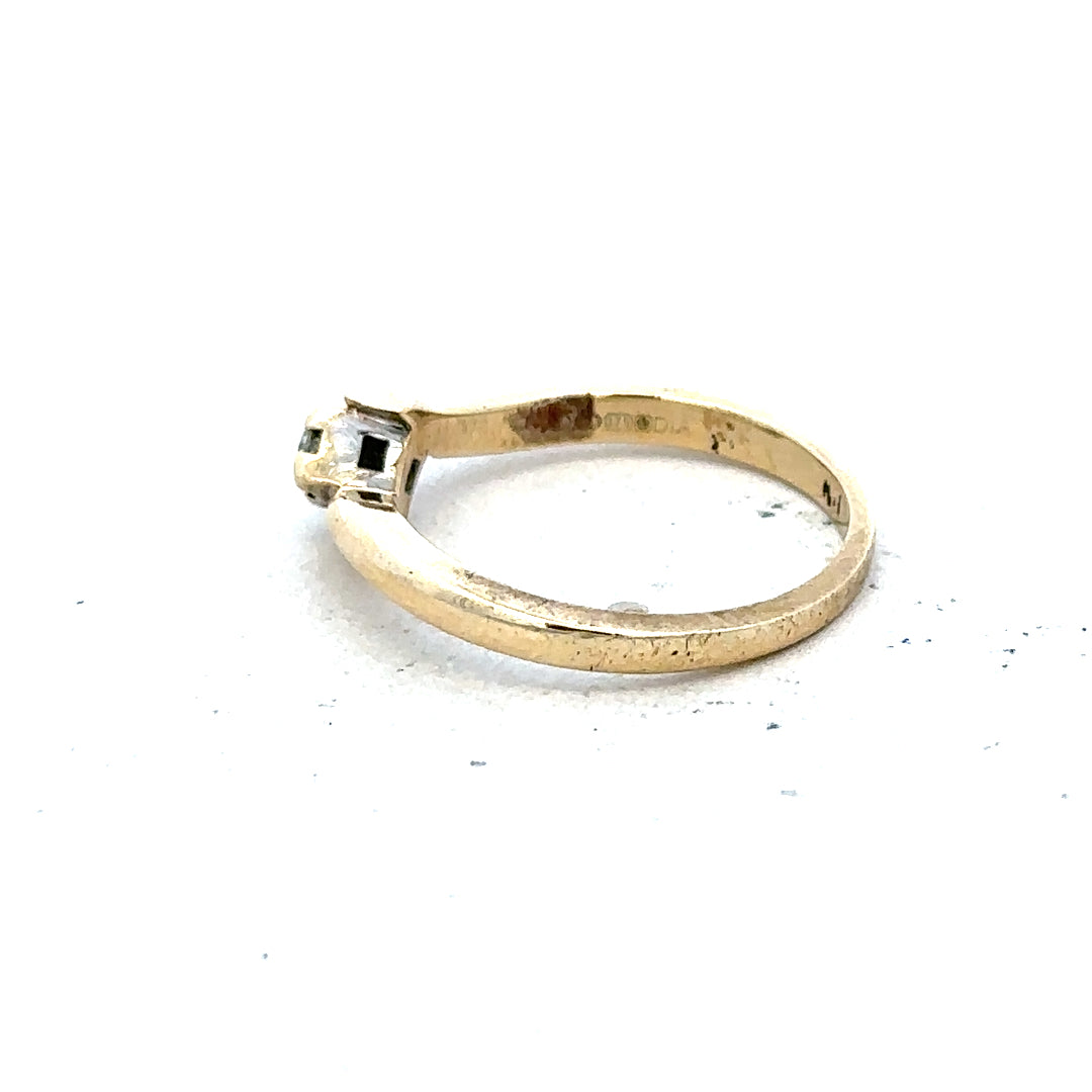 9ct yellow gold diamond ring, size K 1/2, unbranded, 2.3g, featuring sparkling diamonds and a classic design.