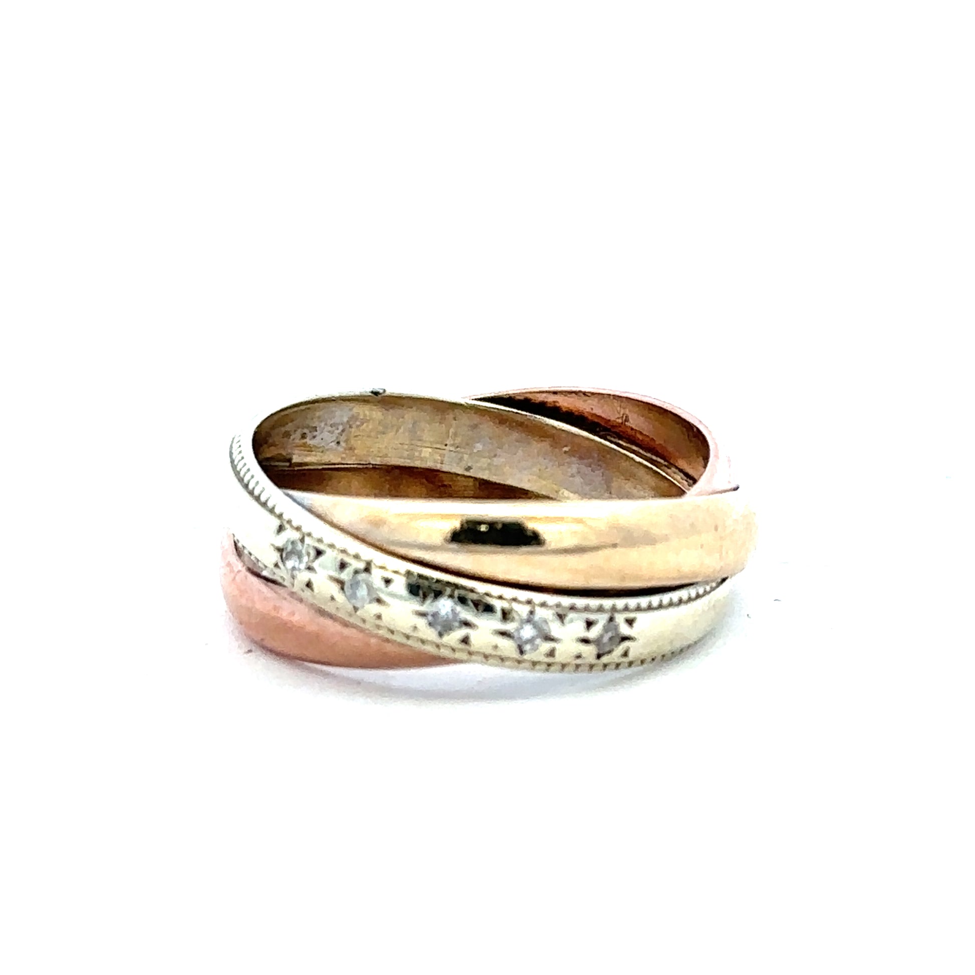 9ct yellow gold diamond ring in size K with sparkling diamonds, unbranded jewelry piece with elegant design.