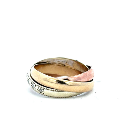 9ct yellow gold diamond ring in size K with sparkling diamonds, unbranded, showcasing a elegant and classic jewelry design.