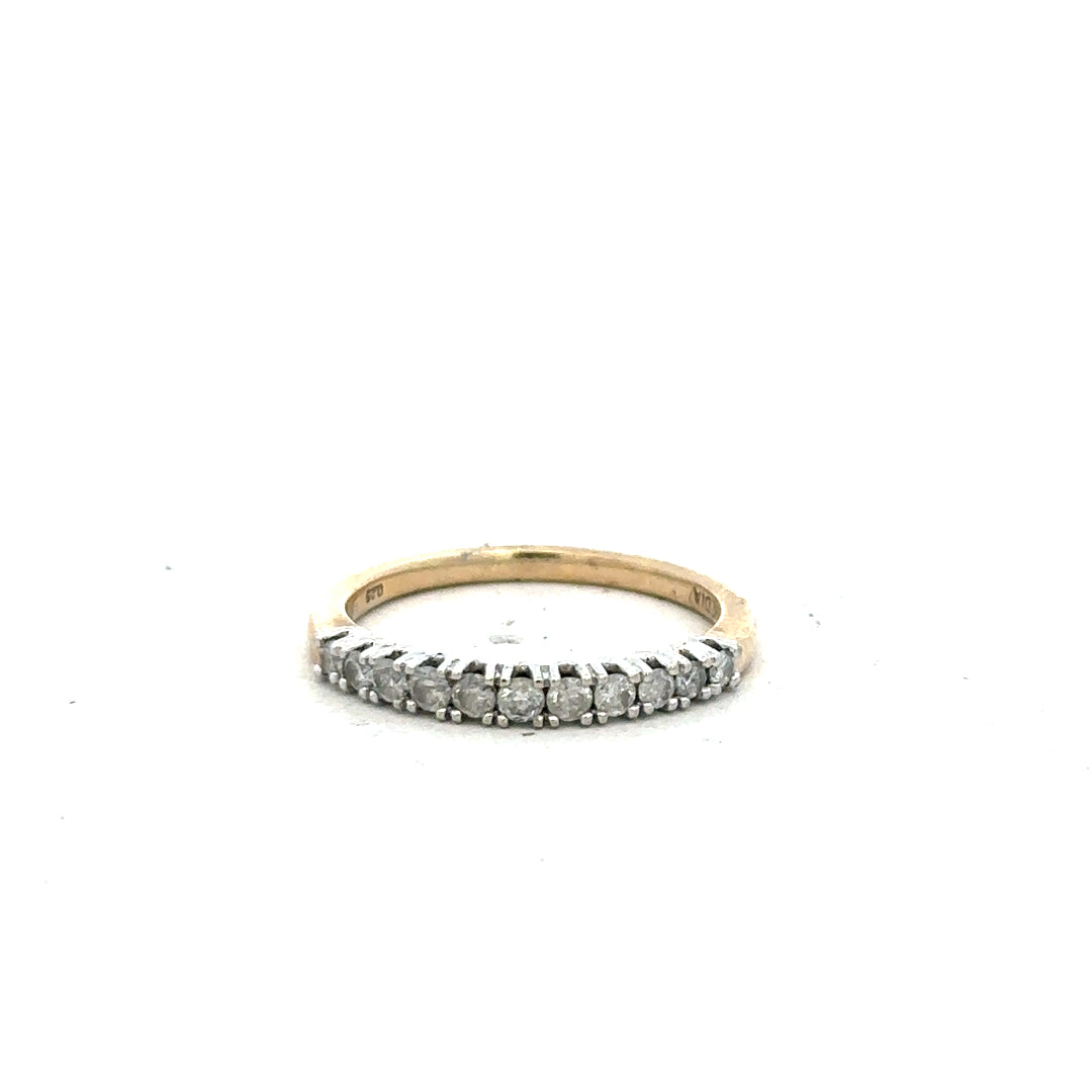 9ct yellow gold diamond ring in size K with sparkling diamonds, showcasing a sleek and elegant jewelry design.