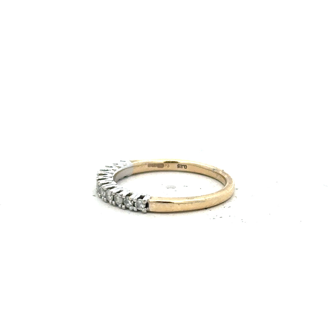9ct yellow gold diamond ring in size K, featuring a sparkling diamond setting, unbranded jewelry piece.