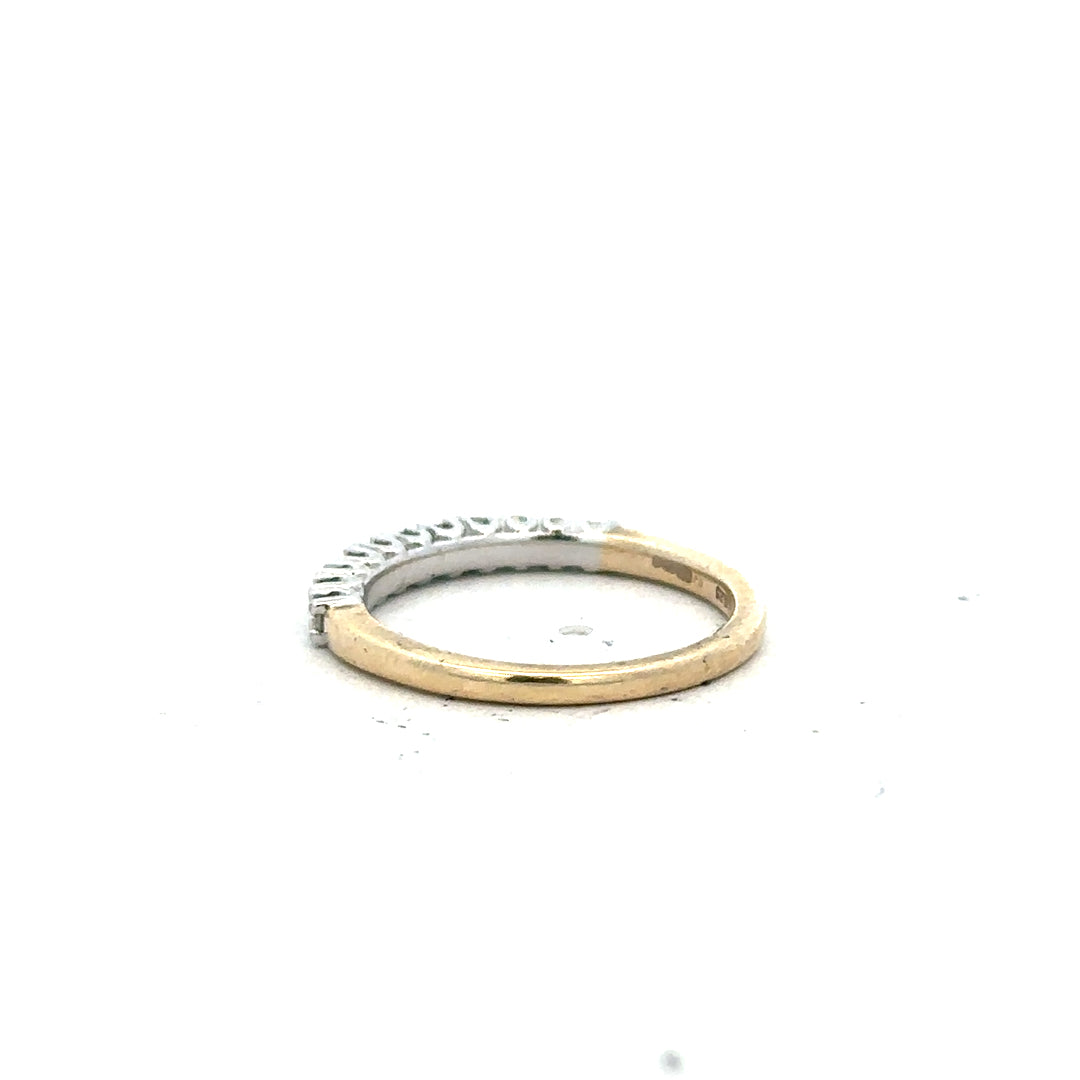 9ct yellow gold diamond ring size K, unbranded, with a sparkling diamond centerpiece and polished band.