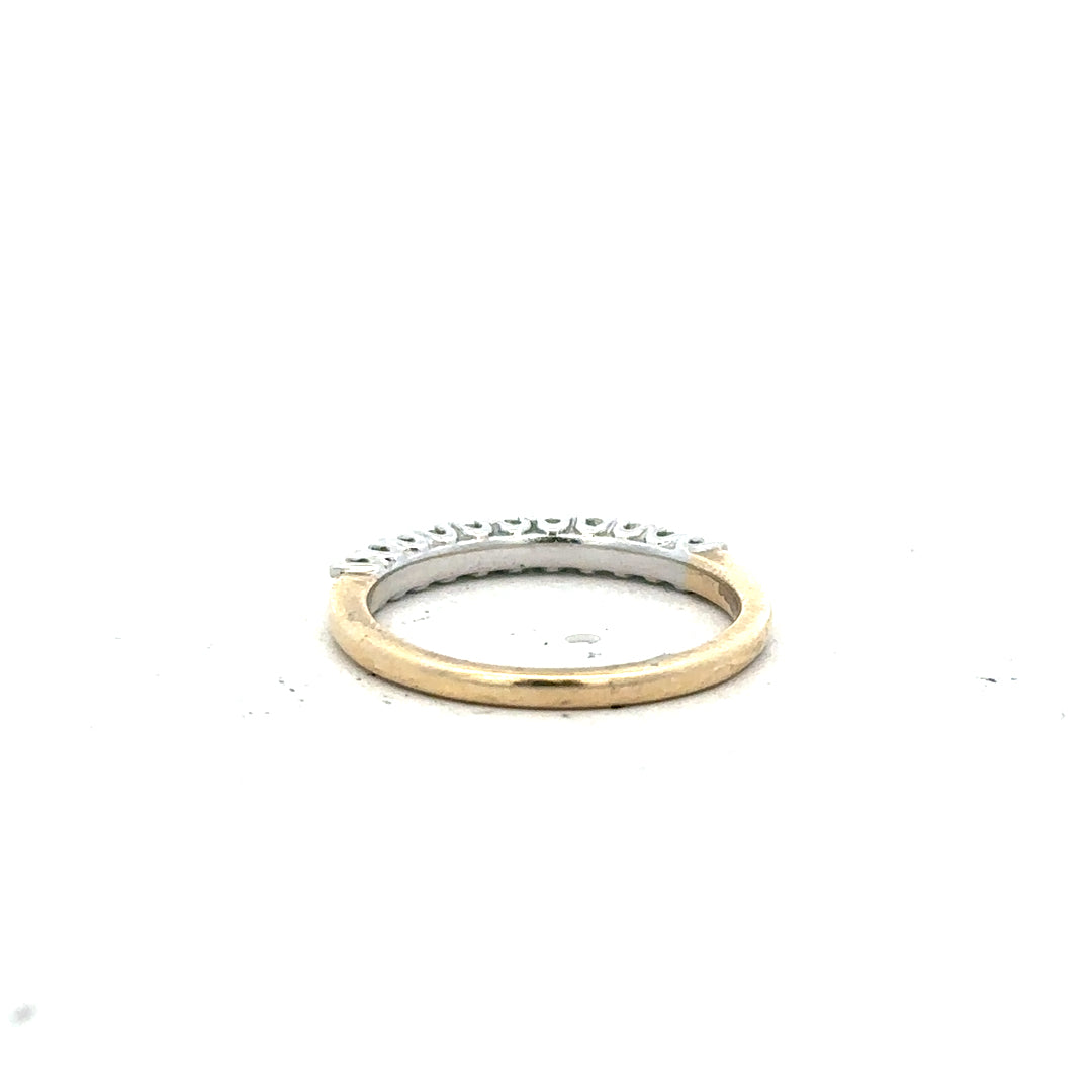 9ct yellow gold diamond ring in size K with sparkling diamonds, unbranded jewelry shown on a white background.