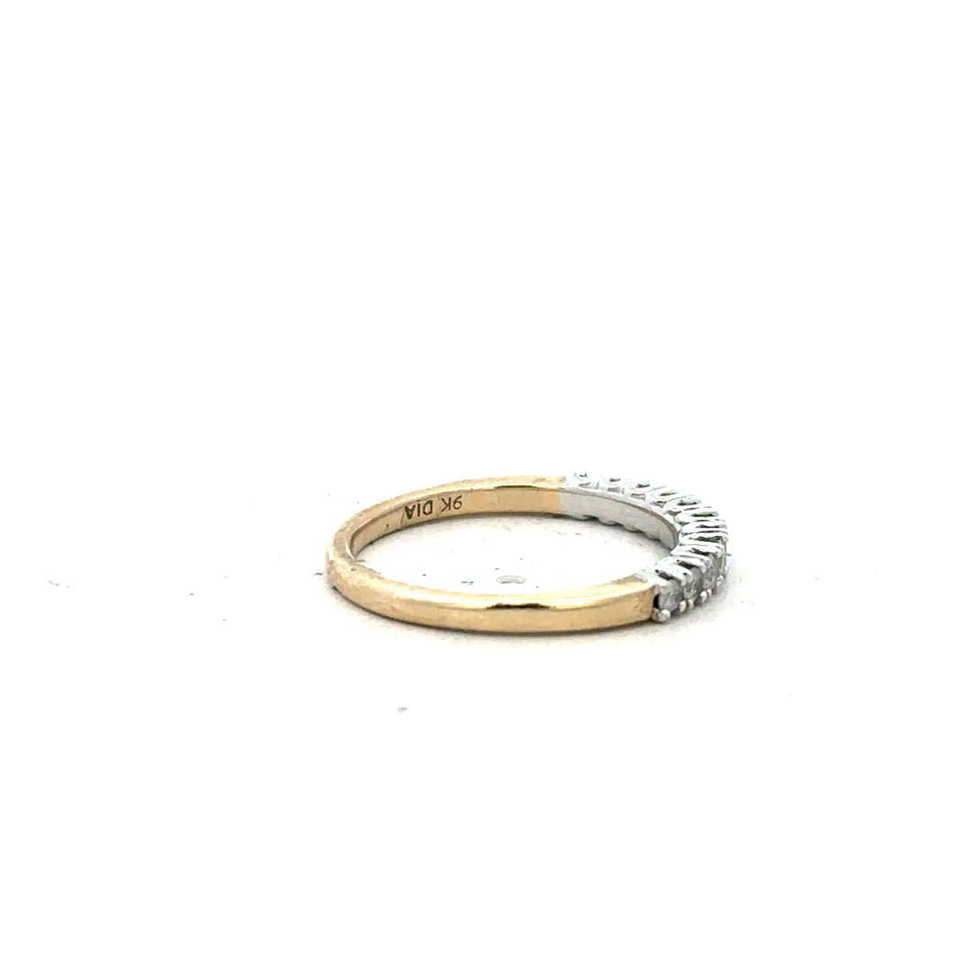 9ct yellow gold diamond ring in size K with sparkling diamonds, showcasing a elegant and classic jewelry piece.