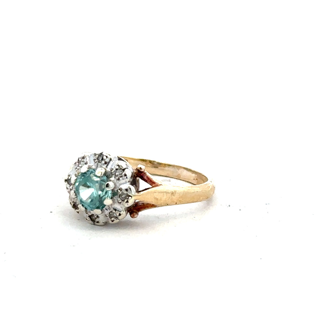 9ct yellow gold diamond ring in size K with sparkling diamonds, unbranded jewelry piece.