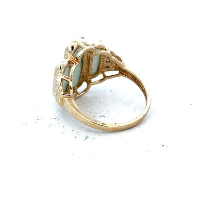 9ct yellow gold diamond ring in size K with sparkling diamonds, unbranded jewelry piece with elegant design.