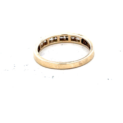 9ct yellow gold diamond ring size K1/2 with sparkling diamonds, unbranded, showcasing the elegance and shine of the jewelry.